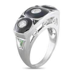 Antiker Ring aus Platin mit einem Diamanten von 0,45 Karat und Onyx, Art.-Nr. MF12-082526