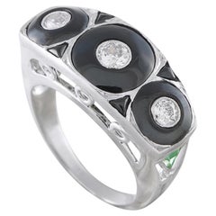 Antiker Ring aus Platin mit einem Diamanten von 0,45 Karat und Onyx, Art.-Nr. MF12-082526