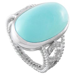 18K White Gold 0.20ct Diamond and Turquoise Ring MF24-081226
