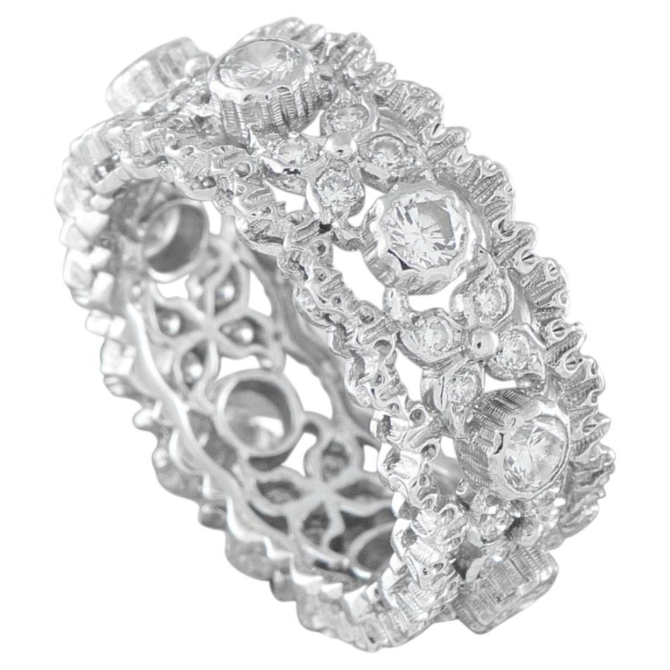 Pre-owned Buccellati Vintage 18k White Gold 1.12ct Diamond Ring Bu01-082026