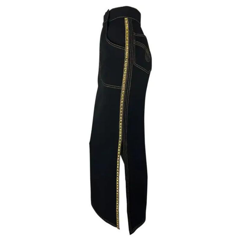 A/H 1992 - Gianni Versace Runway - Jupe longue fendue avec strass et fente dorée