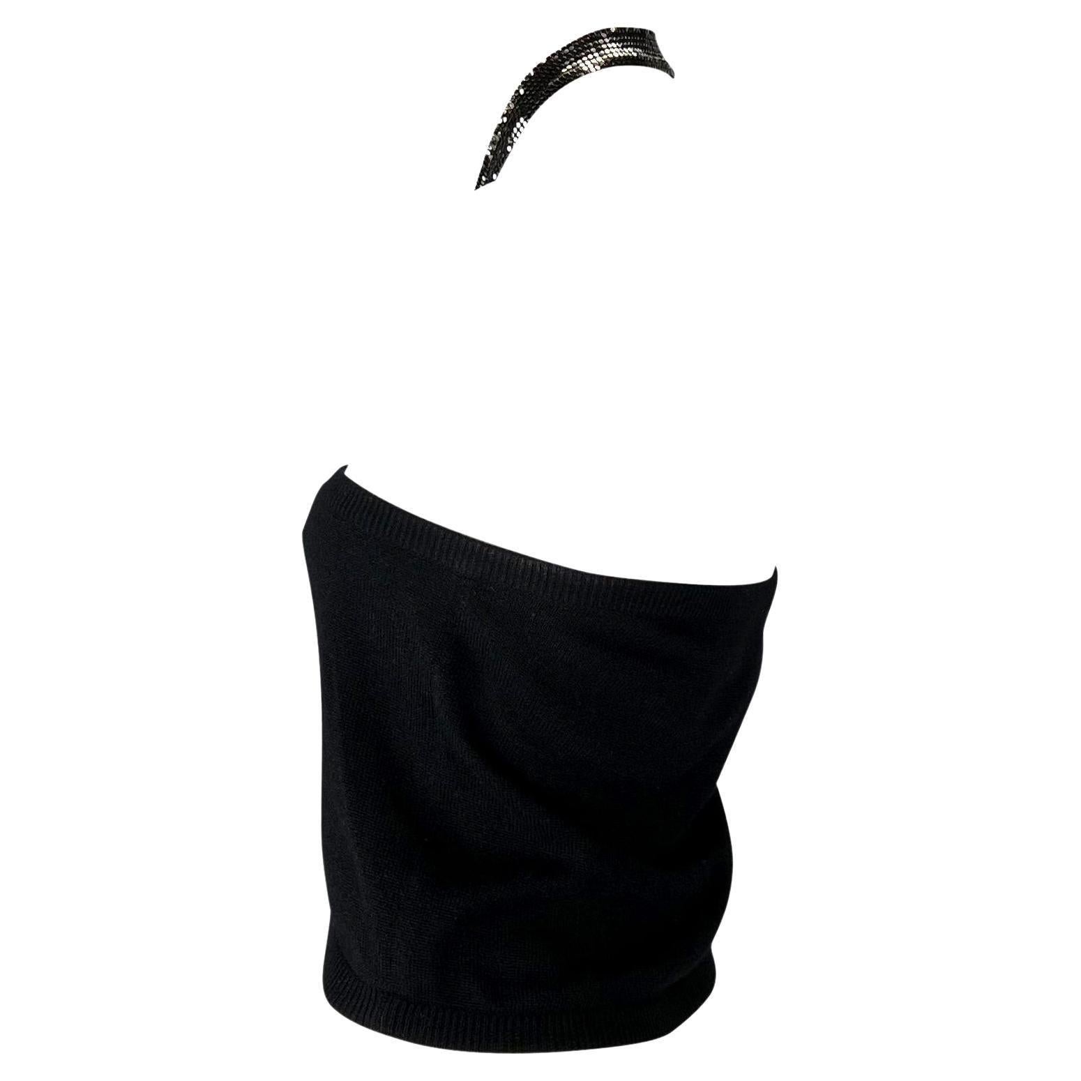 Black F/W 1998 Gianni Versace by Donatella Ad Campaign Oroton Choker Knit Tube Top