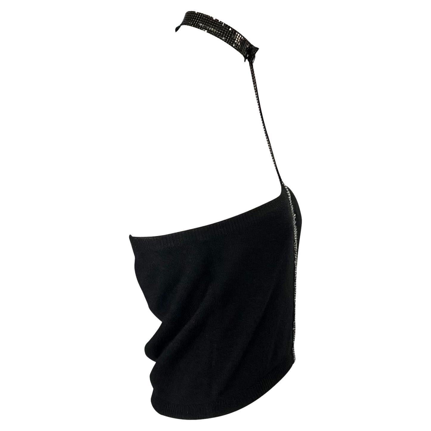 Women's F/W 1998 Gianni Versace by Donatella Ad Campaign Oroton Choker Knit Tube Top