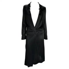 S/S 2000 Gucci by Tom Ford Runway Plunging Neckline Black Viscose Runway Dress
