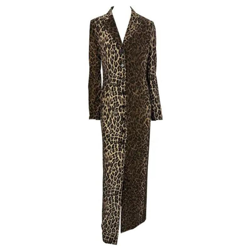 F/W 1997 Dolce & Gabbana Runway Sheer Brown Leopard Print Maxi Coat Dress