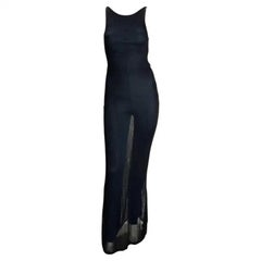 F/W 1997 Salvatore Ferragamo Runway Sheer Knit Catsuit Overlay Bodycon Gown