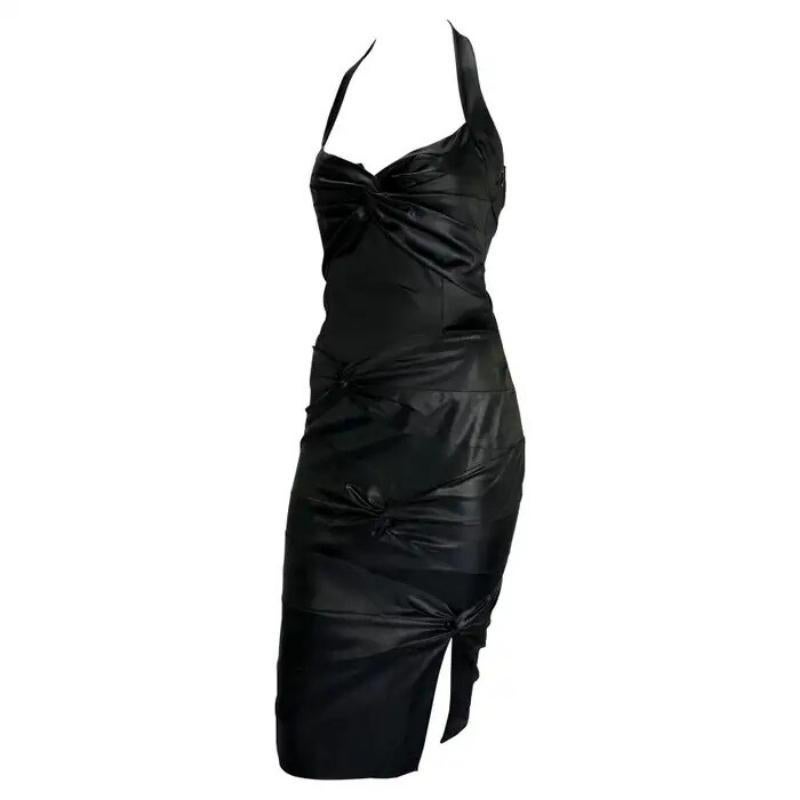 Christian Dior by John Galliano for Christian Dior A/I 2003 Vestito nero con nodo elasticizzato Bodycon Halter in vendita