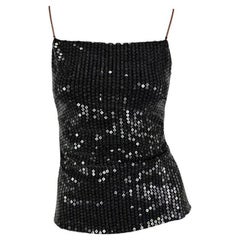 NWT 1999 Gianni Versace Black Sequin Backless Tank Top