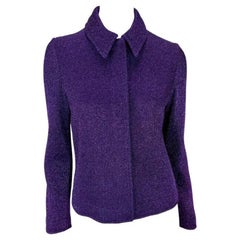 F/W 1996 Salvatore Ferragamo Runway Purple Metallic Knit Sweater Jacket