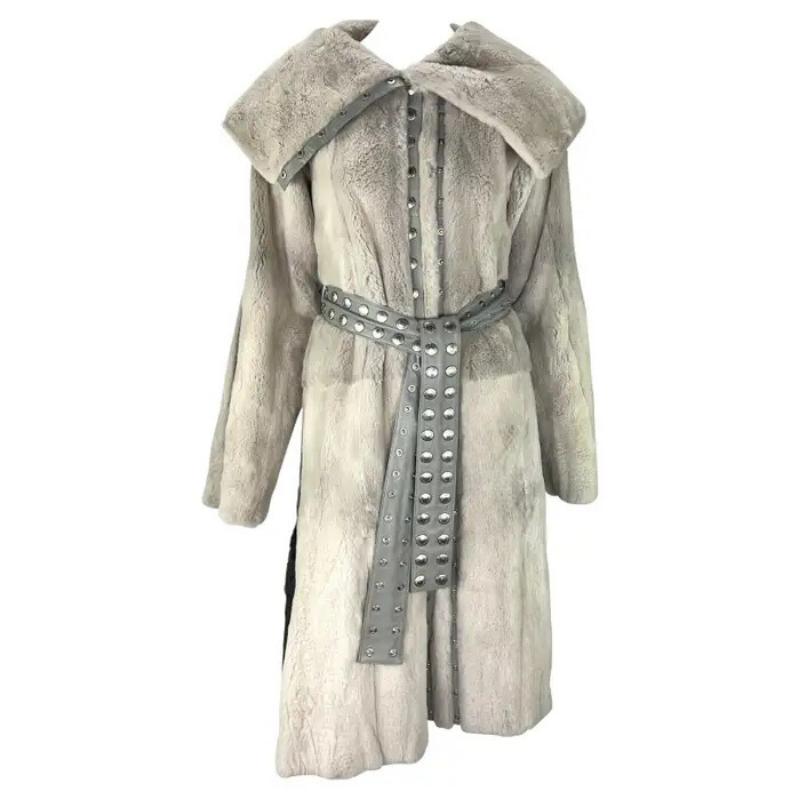 F/W 2003 Dolce & Gabbana Snap Adjustable Grey Orylag Fur Leather Coat