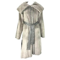 F/W 2003 Dolce & Gabbana Snap Adjustable Grey Orylag Fur Leather Coat