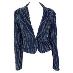 F/W 2001 Christian Dior by John Galliano Distressed Denim Panel Sheer Jacket