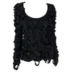 F/W 2001 Yves Saint Laurent by Tom Ford Black Ribbon Knit Sweater Top