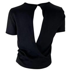 S/S 1998 Gucci by Tom Ford Open Back Black Stretch Knit Short-Sleeve Top