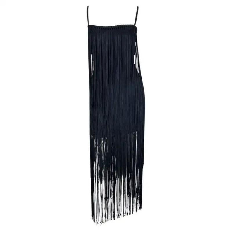 A/I 1993 Dolce & Gabbana - Vestito stile Flapper con frange nere e marroni