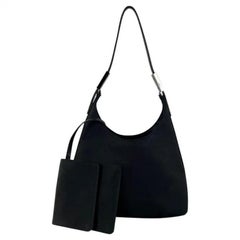 Late 1990s Gucci by Tom Ford Black Satin Mini Evening Bag Pochette