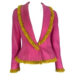 F/W 1998 Christian Dior by John Galliano Pink Wool Blazer Yellow Fringe