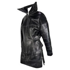 F/W 1991 Claude Montana Pasarela Chaqueta de cuero Moto Conjunto de falda