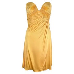 S/S 1995 Gianni Versace Couture Light Orange Yellow Flare Strapless Dress