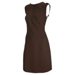 F/W 1996 Gianni Versace Couture Brown Medusa Epaulette Sleeveless Dress