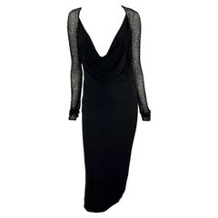 F/W 1997 Halston by Randolph Duke Runway Black Cowl Neck Beaded Dress