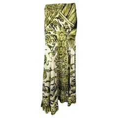Maxi gonna in seta con stampa di vasi di Ming Ming verde di Roberto Cavalli A/I 2005