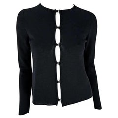 A/I 1999 Gucci by Tom Ford Cardigan in maglia nera con ganci in metallo