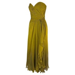 A/I 1989 Oscar De La Renta: abito senza spalline in chiffon color chartreuse