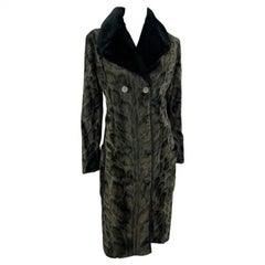 F/W 1996 Gianni Versace Black Leopard Faux Fur Sample Double Breasted Coat