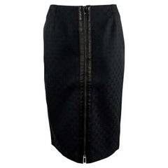 F/W 2000 Gucci for Tom Ford Schwarzer GG-Monogramm-Bleistiftrock mit Reißverschluss