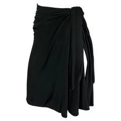 2000s Gianni Versace by Donatella Black Wrap Slit Asymmetric Y2K Skirt