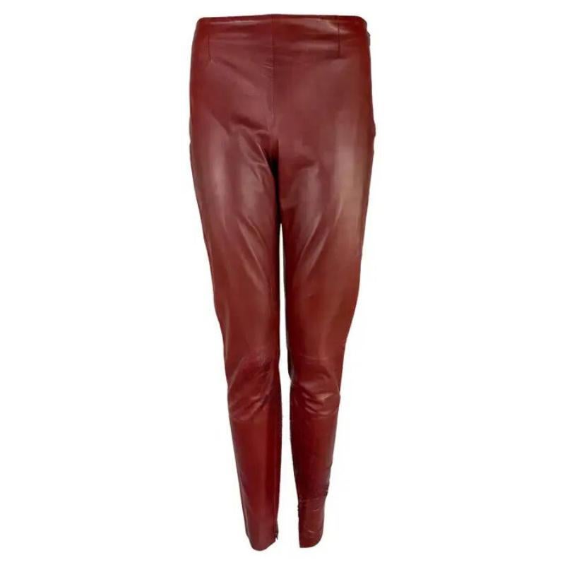 Gucci by Tom Ford - Pantalon en cuir fin et ajusté rouge foncé Y2K, début des années 2000 en vente