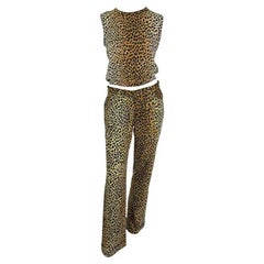 Dolce & Gabbana, fine anni '90, con stampa ghepardo, due pezzi, gilet e pantaloni Y2K