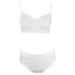 Early 1990s Dolce & Gabbana White Ribbed Brief Beach Bikini Two-Piece Set