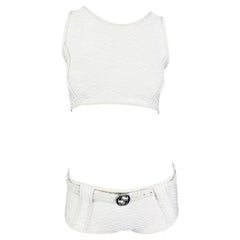 S/S 1996 Gucci by Tom Ford GG Belted Bond Girl Two-Piece Swim Shorts Set