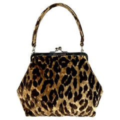 1990s Dolce & Gabbana Cheetah Velvet Top Handle Evening Bag