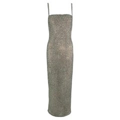 A/I 1997 Halston by Randolph Duke: abito con cinturino in argento e perline