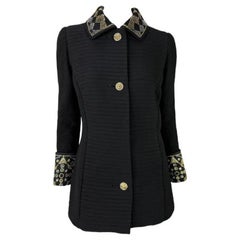 Blazer de défilé haute couture Atelier Versace en laine noire clouté, A/H 1991
