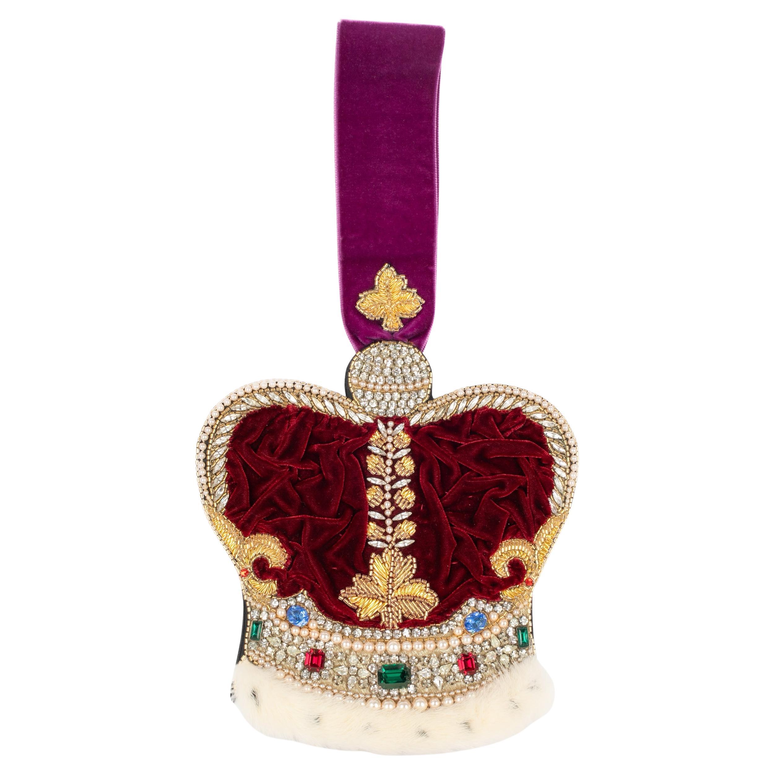 Sac de soirée 
Crown
 en velours de Lesage