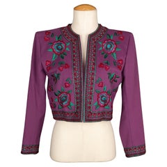Yves Saint Laurent Short Purple Wool Jacket Haute Couture