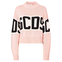 GCDS Suéter de lana Logo Band Boxy Rosa