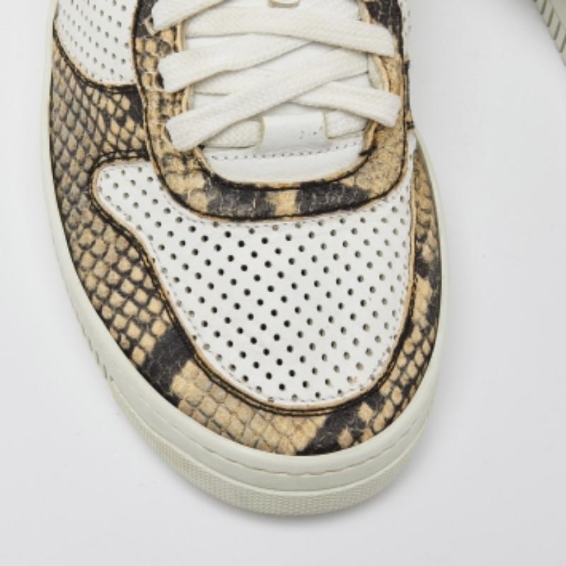 Roberto Cavalli Perforierte Python geprägte Leder Low Top Sneakers Größe 40 Damen im Angebot