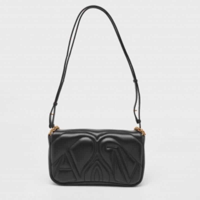 Donna Alexander McQueen Borsa a tracolla piccola in pelle nera The Seal in vendita
