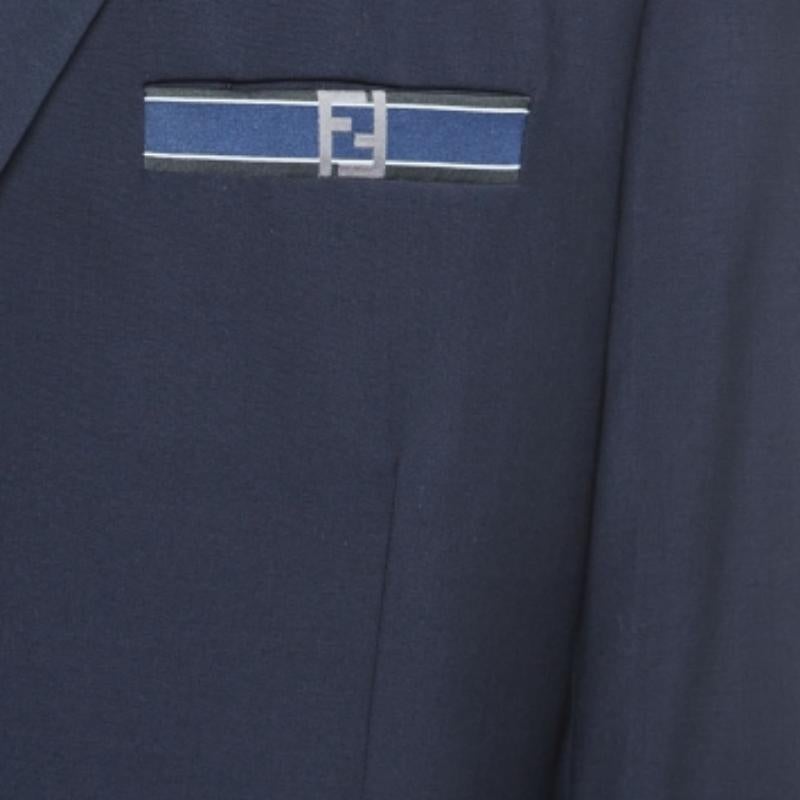 De los hombres Fendi Traje azul marino de lana de un solo pecho L en venta