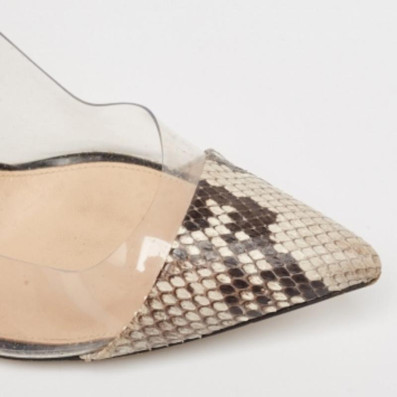 Gianvito Rossi Multicolor Python Leather and PVC Plexi Pumps Size 38 For Sale 1