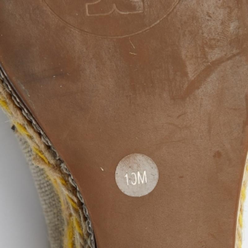 Tory Burch Canvas & Leather Espadrille Wedge Platform Slingback Sandals Size 40 en vente 1
