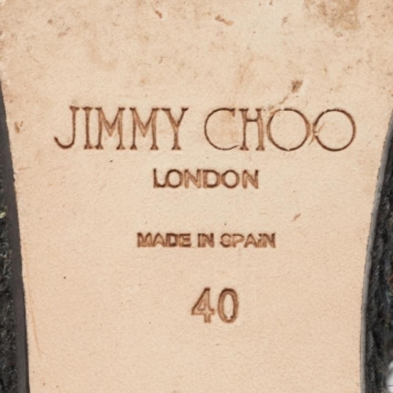 Jimmy Choo Silver Snake Embossed Leather Wedge Sandals Size 40 For Sale 3