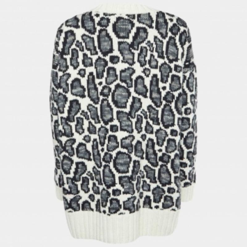 Joseph Tier gemustert Jacquard Wolle Rundhalsausschnitt Pullover S Damen im Angebot