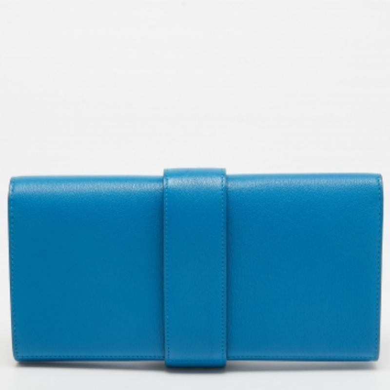 Donna Clutch Hermès Bleu Zanzibar Chevre Mysore in pelle Medor 23 in vendita