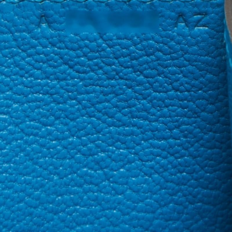 Clutch Hermès Bleu Zanzibar Chevre Mysore in pelle Medor 23 in vendita 2